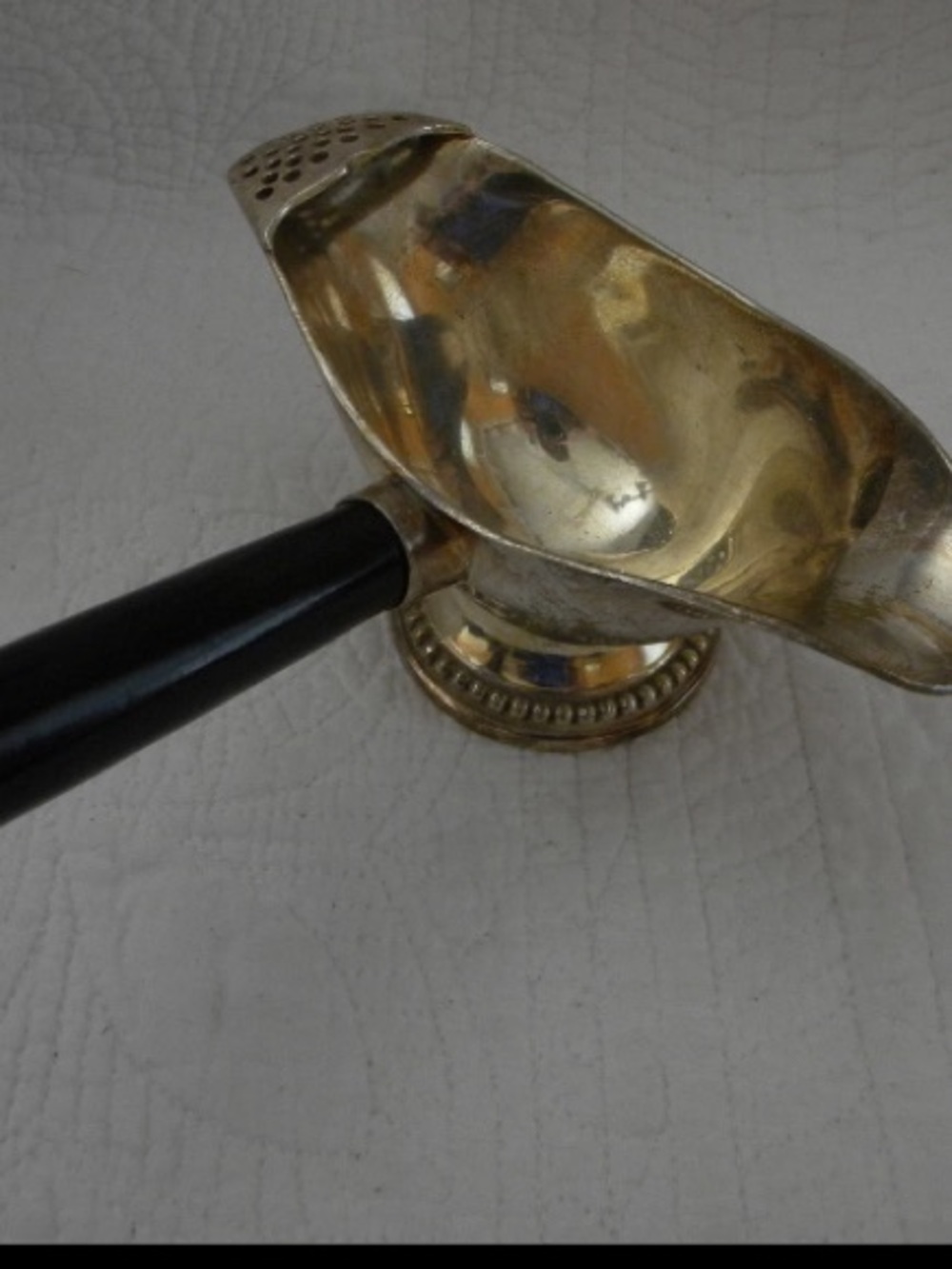 Towle Silversmiths Footed Saucer/Gravy Boat w/Server Strainer & Black Handle МA